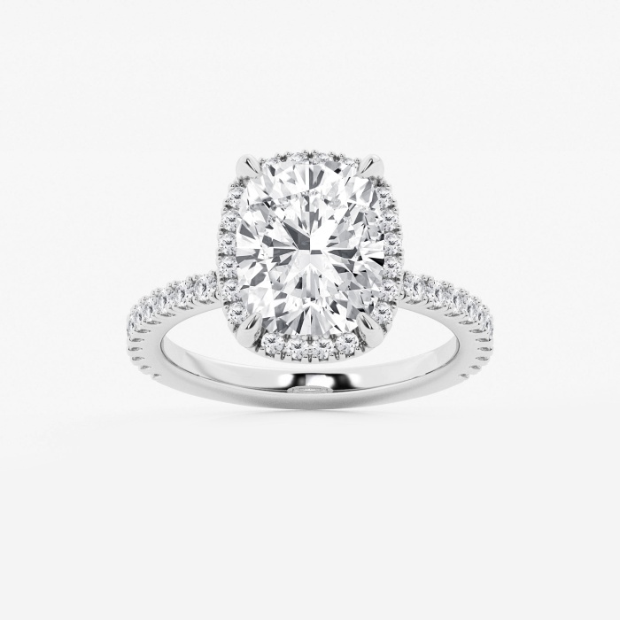 4 1/2 ctw Elongated Cushion Lab Grown Diamond Halo Engagement Ring